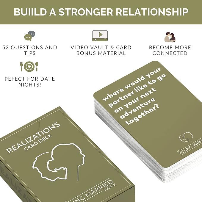 REALIZATIONS - Card Deck - Fun Game for Couples - 52 Questions to See How Well You Know Your Partner ??Dating and Engaged Couples Gift ??Conversation Starter