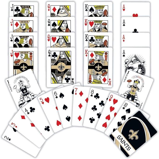 MasterPieces - NFL Playing Cards, Officially Licensed New Orleans Saints Football Deck, Family Games for Adults and Kids, Standard Index