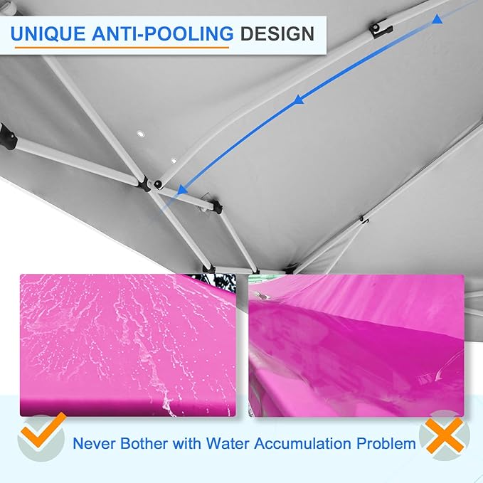 EAGLE PEAK Pop Up Canopy Tent with Wheeled Carry Bag, 8 Stakes, 4 Ropes, 4 Weight Bags, Easy Set Up Tent Canopy, 12x12 ft, 144sqft of Shade, Pink