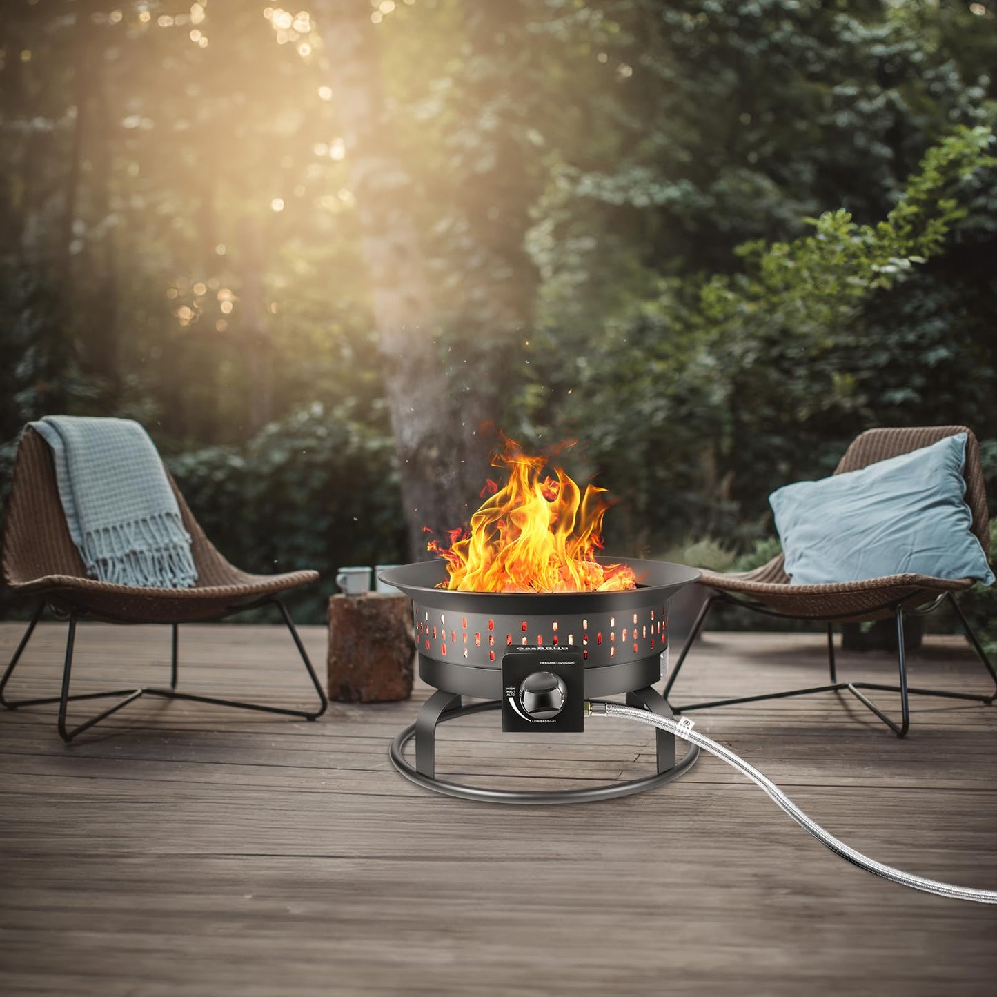 GasBRUH 19″ Outdoor Portable Propane Fire Pit with Grill Grate, Cover&Carry Kit,Fireplace,60,000