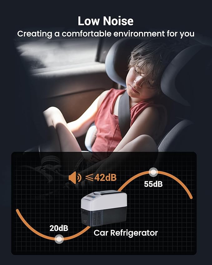 Portable Car Refrigerator, 12 Volt Refrigerator, Slim Design, 0℉~50℉, 17 Quart(16L) Electric Cooler, 12v Cooler for Vehicles, Truck, Camping, Travel, Home, RV