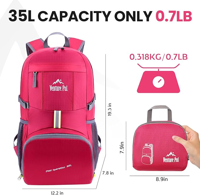 Venture Pal 35L Ultralight Lightweight Packable Foldable Travel Camping Hiking Outdoor Sports Backpack Daypack