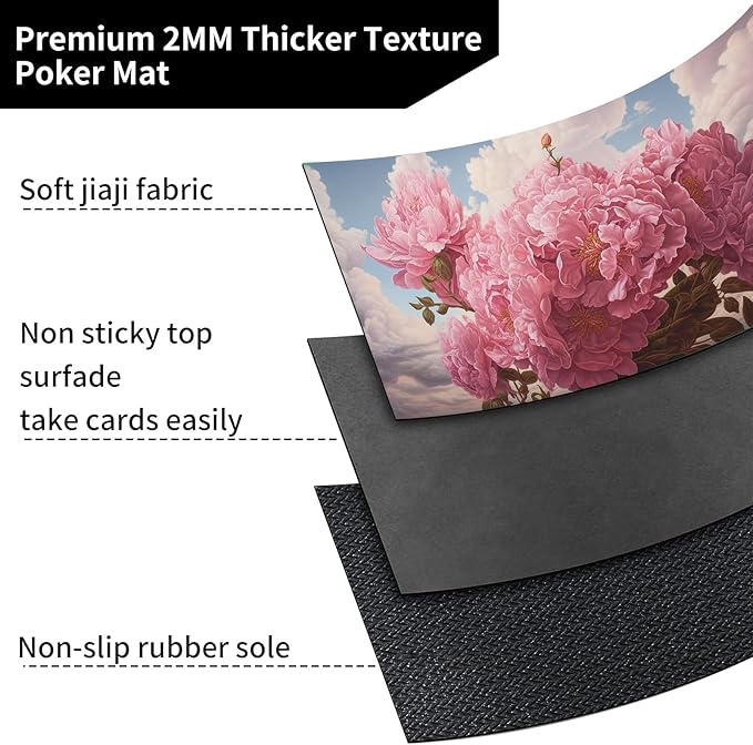 Playmat for MTG,Game Mat 27.5 x 15.74inches, Non Slip Rubber Backing TCG and Board Game Mat for Cards,Mousepad Desk Mats-Pink Peonies