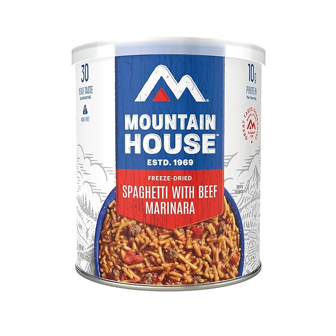 Mountain House Freeze Dried Classic Spaghetti with Beef Marinara #10 Can ??7 Servings per Can ??Emergency, Survival, Camping Canned Food ??30-Year Taste Guarantee ??Hunting & Backpacking ??Pack of 6