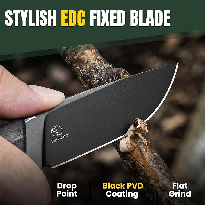 Kizer Smolt Fixed Blade Knife, 2.93 In D2 Steel Pocket Knife Drop Point Camping Fixed-blade Knives with Sheath, G10&PEI Handle Small EDC Fixed Knife for Men Women Outdoor Indoor 1063A4