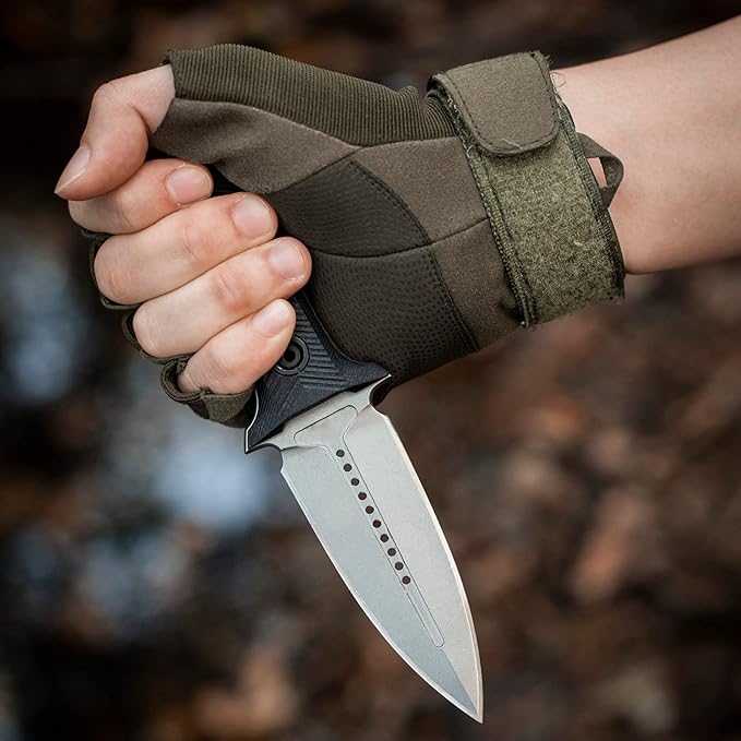 Dispatch Tactical Fixed Blade Knife, 3.89" 8Cr13Mov Steel Blade with Ergonomic G10 Handle, Full Tang Double Edge Survival Knives with Kydex Sheath Horizontal & Vertical for Outdoor Activities