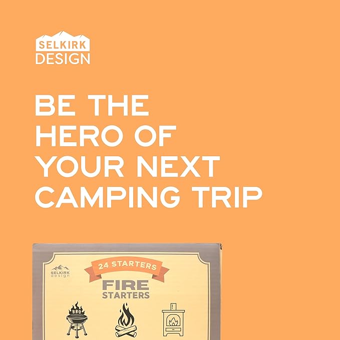 Fire Starters ??24-Pack | Non-Toxic, Odorless & Weatherproof Fire Starters for Camping, Fireplace, BBQ, Wood Stove & Grill | Easy Light, Long Burning 8??0 Minutes
