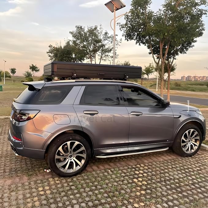 Travel Cat Hard Shell Rooftop Tent Hardshell Roof Top Tent Car Camping for Pickup Wagon Van SUV All Seasons with Telescopic Ladder (Black & Khaki)