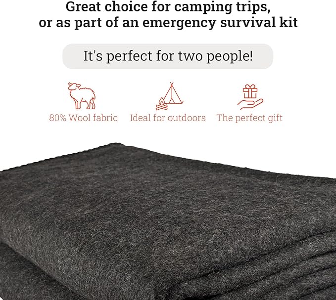 EPG Extra Large Wool Blanket with Zippered Bag | Warm, Comfortable, Stylish, Military | XL Queen/King - 72 x 92 in, 80% Wool, 5.35 lbs | Camping, Outdoor, Bedding, Emergency, Survival, Cabin, RV