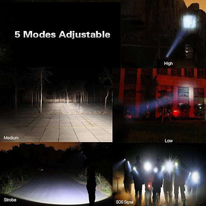 BESTSUN 4 Pcs Military Grade 5 Mode Super Bright 3000 Lumens Tactical Led Waterproof Flashlight - Best for Camping Hiking Emergency