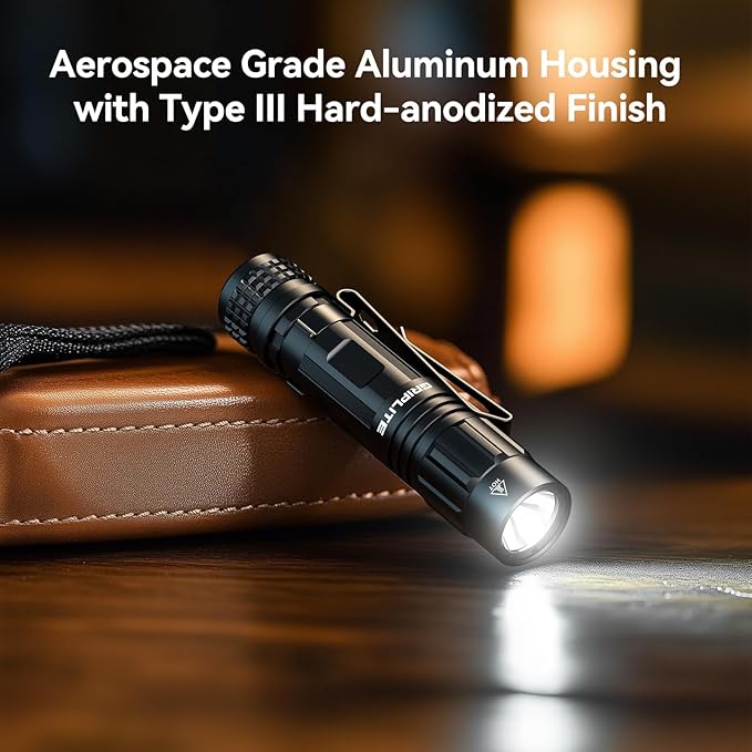 Pocket Flashlight, 500 Lumens Dual Fuel Rechargeable AA LED Light, Small EDC Flashlight with Clip for Camping, Hiking and Everyday Use