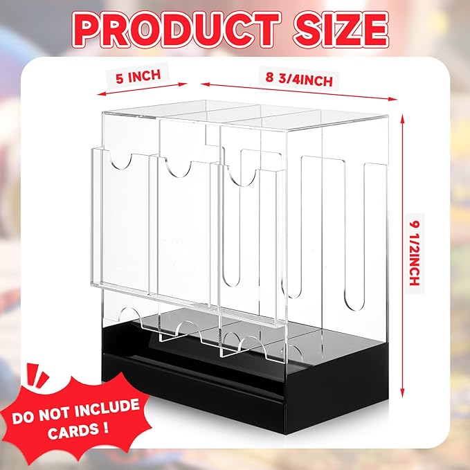 1 Pcs Acrylic Booster Pack Dispenser, Card Dispenser Storage and Organizer, for Trading Card, Booster Packs, Sports & More (Black Base 3 Slots)