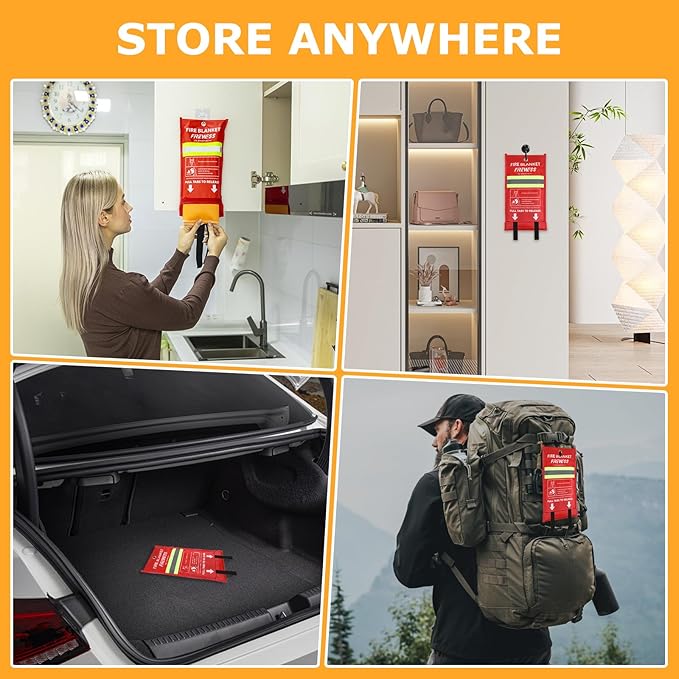 Emergency Fire Blanket, 2Pack Silicone Flame Retardant Fire Blankets Emergency for Home, Kitchen, Car, Office, Grill, 39.4X 39.4inch Fire Extinguisher Blanket