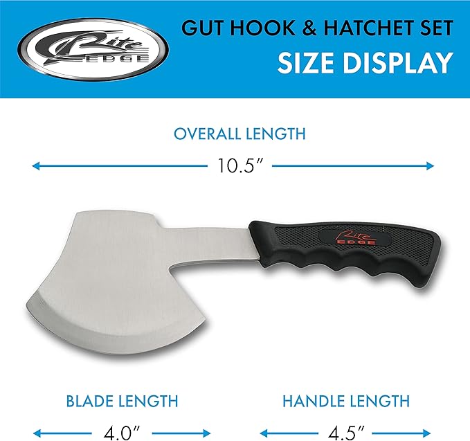 Rite Edge 2-Piece Hunting Knife and Hatchet Set ??Stainless Steel Gut Hook and Survival Axe with Nylon Sheath for Camping, Hiking, and Outdoors