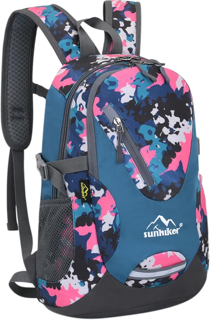 sunhiker Small Cycling Hiking Backpack Water Resistant Travel Backpack Lightweight Daypack M0714 (20-25L-Pink Camo