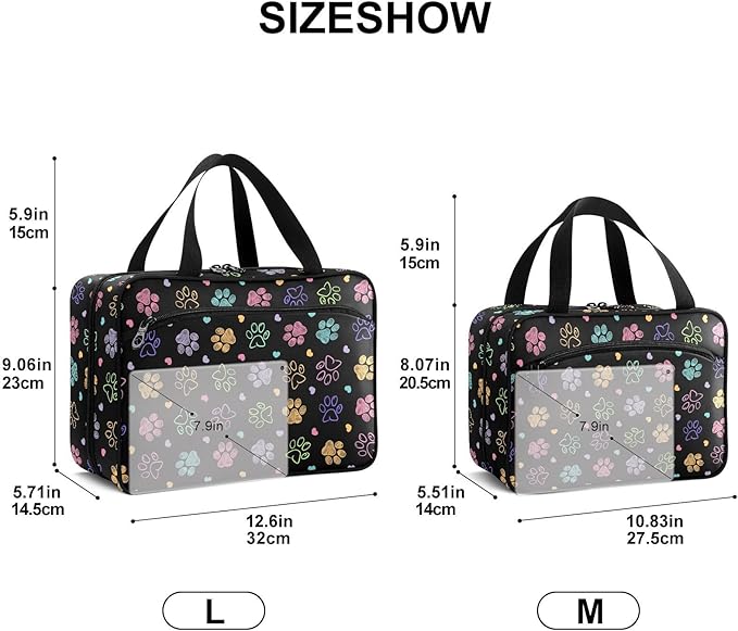 Fustylead Colorful Doodle Cute Paw Print Large Medical Storage Bag with Zipper Empty First Aid Bag Trauma Kit for Traveling Hiking Camping Backpacking