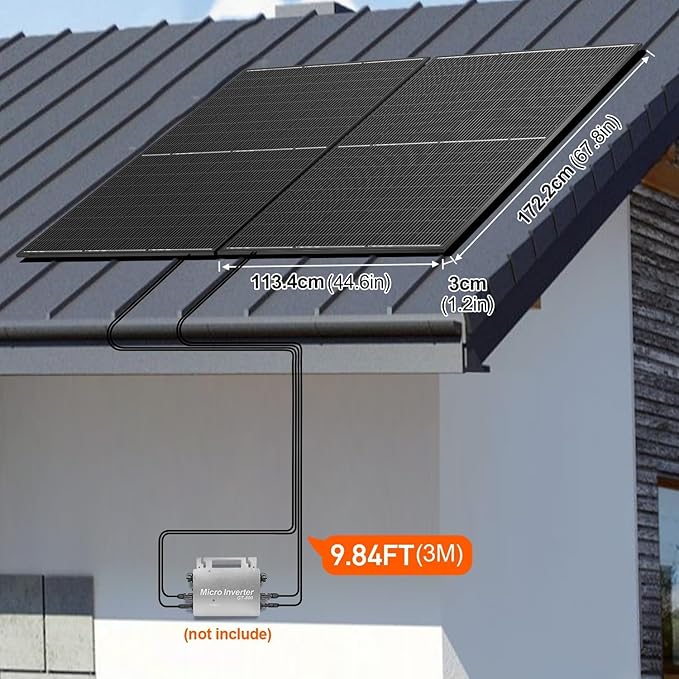 DOKIO 800W (2×400W) Mono Solar Panels 12/24V, 3 m Leads per Panel for Garden/Yard - Home/Backyard Shed or Cabin, Off-Grid 12V?”Use Parallel for Stable Output, Fewer Joints, Quick Setup