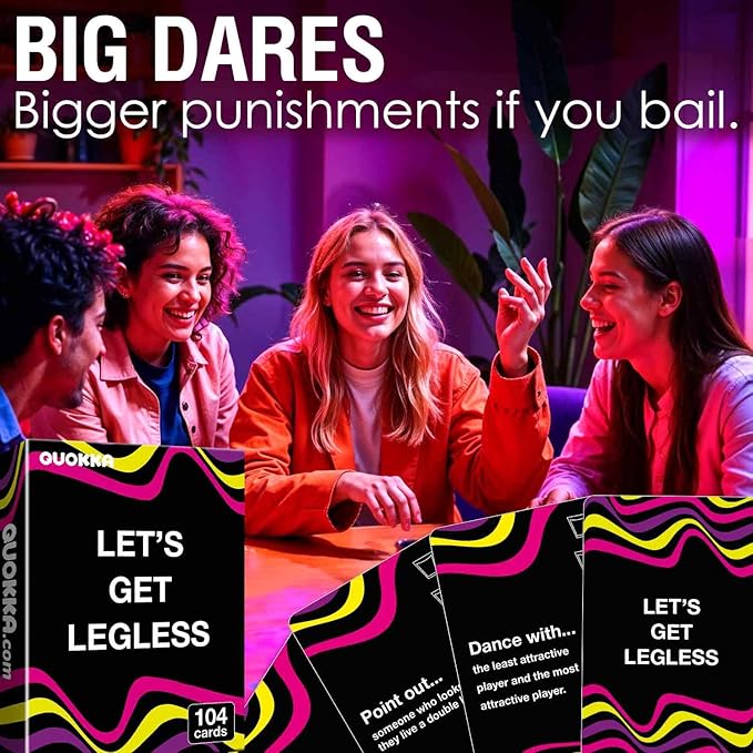 QUOKKA Card Games for Adults Let?™s Get Legless ??Adult Games for Party Game Night - Hilarious Challenge with 104 Tasks for Fun Parties and Board Games Night - Easy Rules - Replayable Fun