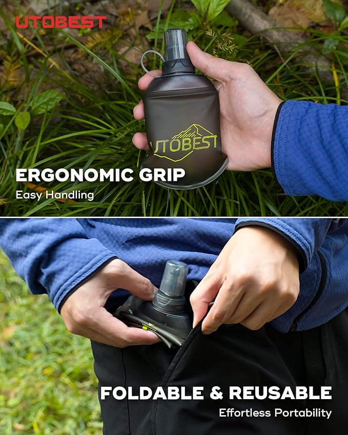 Soft Flask, 1 Pack Flexible TPU Hydration Water Bottle, Collapsible for Running, Hiking, Cycling, Climbing, and Marathon