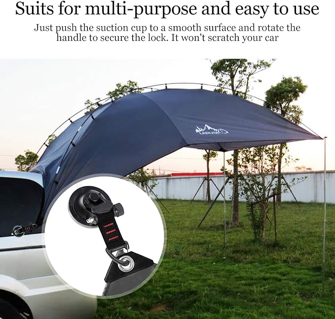 CONBOLA Suction Cups Hooks 8 pcs Car Camping Essentials Heavy Duty Tie Down Suction Cup Camper Accessories with Securing Hook Strong Power for Car Awning Boat SUV Tent Trap Window Glass.(8 pcs)