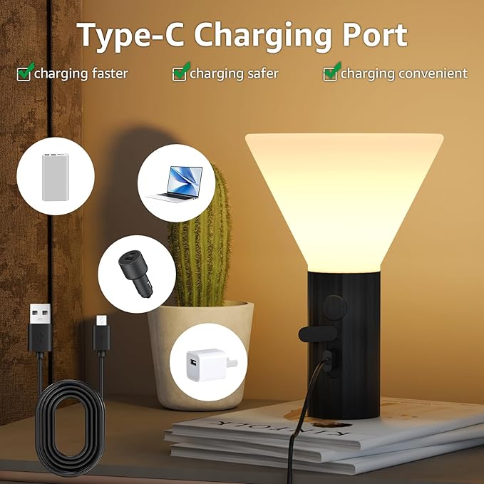 Rechargeable Warm White LED Light with 3 Brightness Levels, IP44 Weatherproof, USB Charging - Portable Hanging Lamp for Camping, Tents, Patio