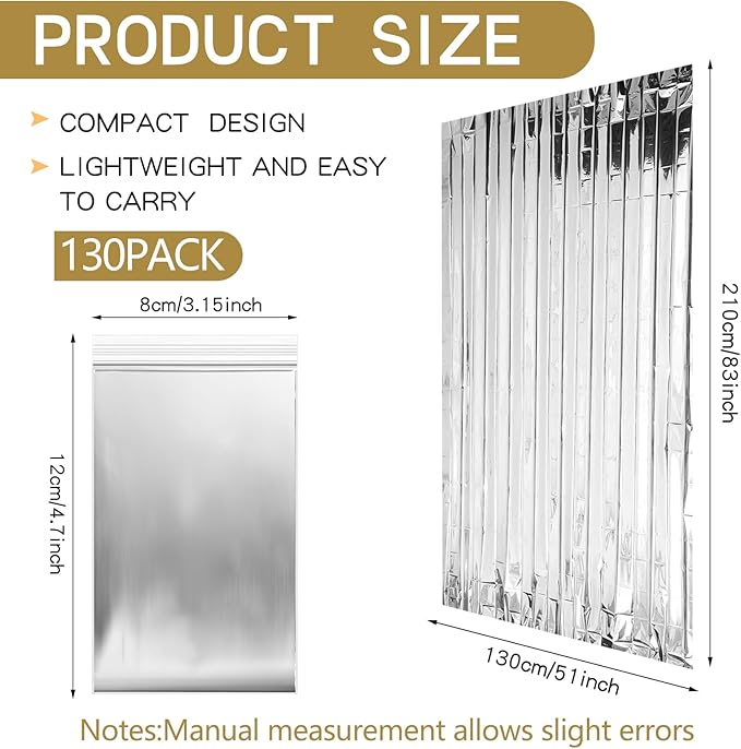 Macarrie Emergency Blanket Bulk - Survival Thermal Silver Foil Reflective Blankets Set Pack for Outdoors Shelter Space, Camping, Hiking, First Aid Supplies, Homeless Donations