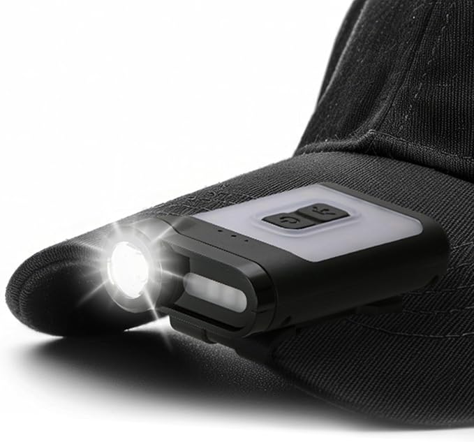 Claymore Capon 65A+ Black Ultra-Light Clip-On Cap Light ??USB-C Rechargeable 230LM LED Compact Headlamp | 3 Modes IP54 Water-Resistant Up to 19 Hrs Runtime for Camping, Running, Outdoor