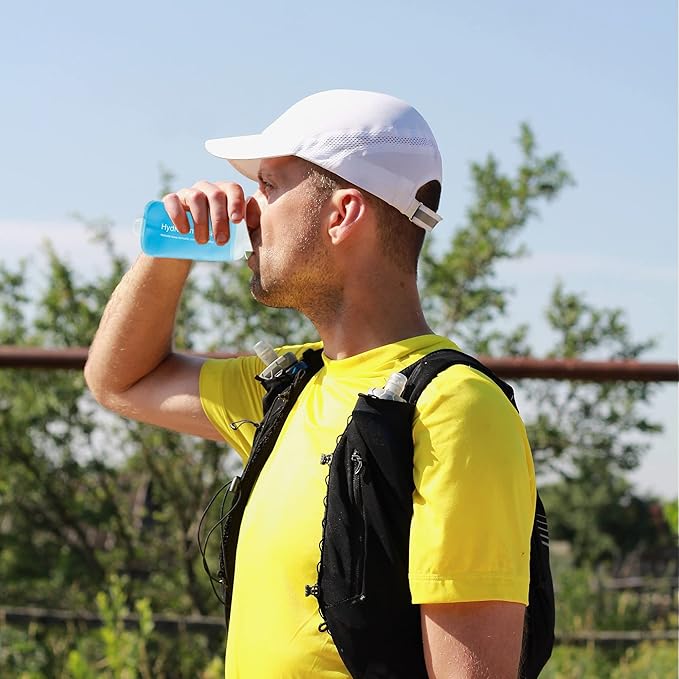 J.CARP 150ml Soft Flask Running Water Bottles, TPU Foldable Running Hydration Flask for Hydration Pack Cycling Hiking Climbing Outdoors Motorbike White