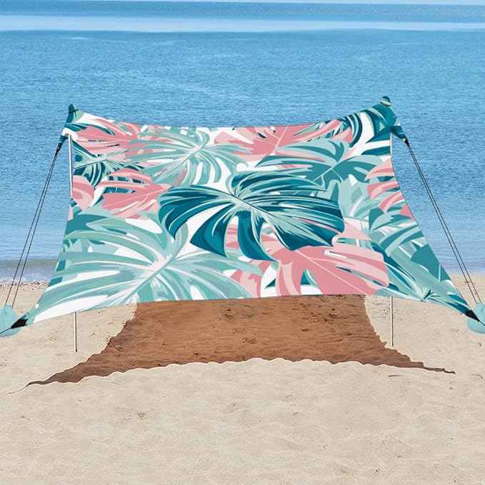 YUKIHOME Beach Tent Sun Shade Canopy Tent, UPF 50+ Camping Beach Sun Shelter 10 x 10ft 4 Pole, Lightweight, Easy Set Up and Carry