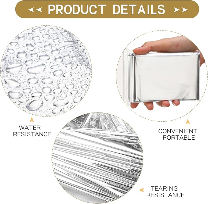 Macarrie Emergency Blanket Bulk - Survival Thermal Silver Foil Reflective Blankets Set Pack for Outdoors Shelter Space, Camping, Hiking, First Aid Supplies, Homeless Donations