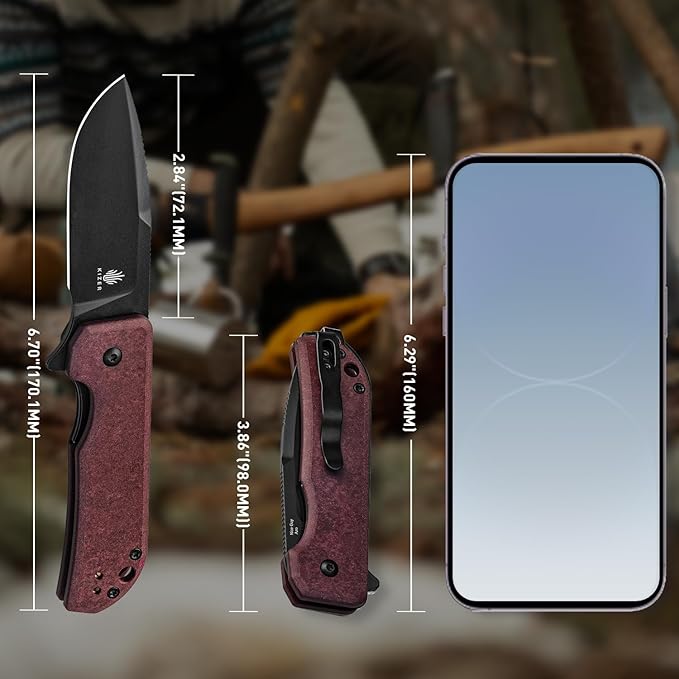Kizer Nice Guy Pocket Folding Knife, 2.84" Nitro V Blade, Lightweight Sharp Camping and Hiking Tool, Comfort Richlite Handle, Liner Lock Flipper V3011A4