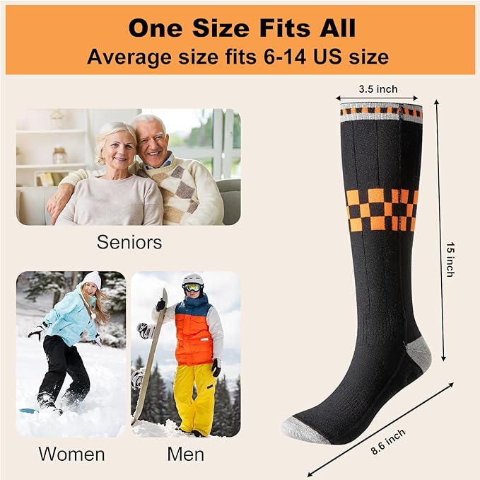 Heated Socks with App Control for Men Women, 5V 8500mAh Battery Rechargeable, Electric Heating Warm Socks Work Up to 10 Hours for Hunting, Camping, Hiking, Walking, Fishing, Cycling, Outdoor Work