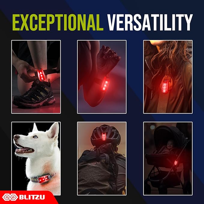 4 Pack LED Safety Light, Clip on Reflective Gear Lights for Walking at Night, Running, Jogging, High Visibility Strobe Light Accessories for Runners, Kids, Hiking, Kayak, Cycling, Camping, Boat