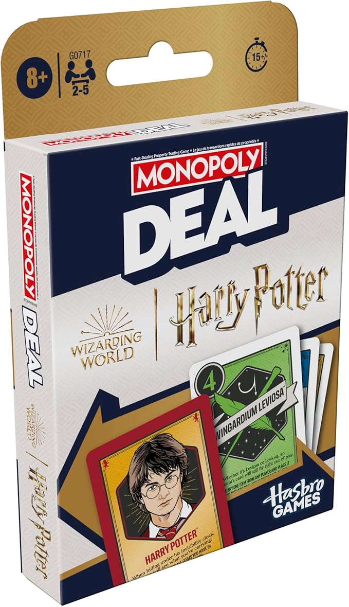 Monopoly Deal: Harry Potter Card Game | Family Games for Kids and Adults | Ages 8 and Up | 2 to 5 Players | 15 mins. | Travel Size