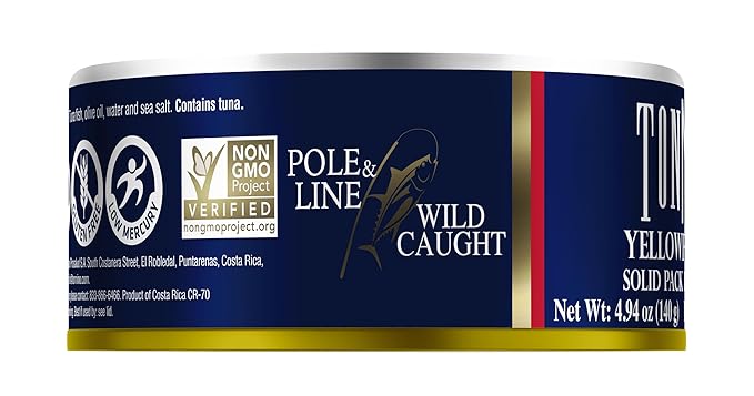 Tonnino Tuna Fish Yellowfin Pole&Line ??Solid Pack in Olive Oil ??Pack of 12 ??Alternative to Salmon ??Protein Snacks ??Ready to Eat Meals in Can