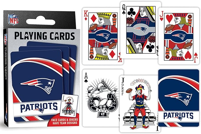 Masterpieces NFL New England Patriots Playing Cards - Premium Quality, Educational, and Fun Activity for Kids and Families - Great Gift Idea for Holidays, Birthdays, and Everyday Playtime