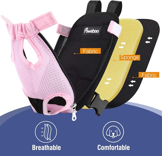Pawaboo Pet Carrier Backpack, Adjustable Pet Front Cat Dog Carrier Backpack Travel Bag, Legs Out, Easy-Fit for Traveling Hiking Camping for Small Medium Dogs Cats Puppies, Large, Pink