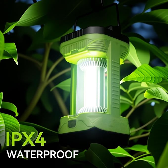 AlpsWolf Camping Lantern Rechargeable, 4000mAh LED Lantern for Power Outages Super Bright Portable Camping Light Emergency Lantern Camping Lamp Green, 1 Pack