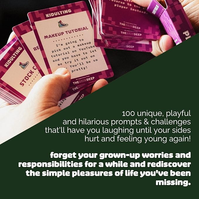 The Skin Deep Kidulting Fun Couples Card Game - Prompts to Create Funny Moments Between Couples & Friends - Inject Fun & Spontaneity Into Daily Interactions - Unique Gift & Date Night Idea