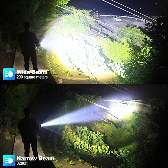 Cinlinso Flashlights High Lumens Rechargeable, 2 Pack 99,000 Lumens Super Bright LED Flashlight with 5 Modes, Waterproof Powerful Flash Light Multifunctional Flashlights for Home Emerge?Šcies Camping