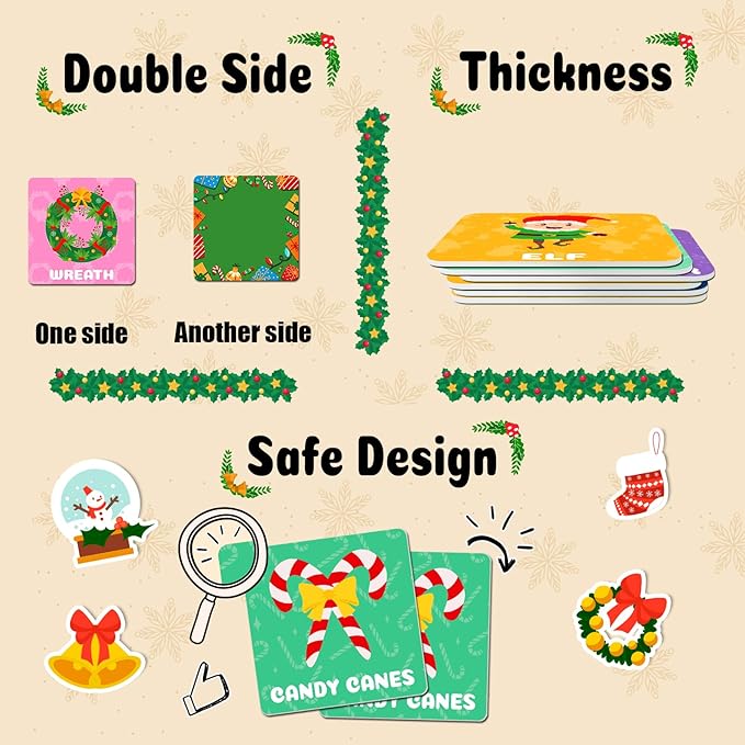 zheyistep 100 PCS Christmas Matching Game for Kids Toddlers Merry Christmas Memory Game, Winter Match Game Concentration Card Game for Boys Girls Preschool Learning Activities