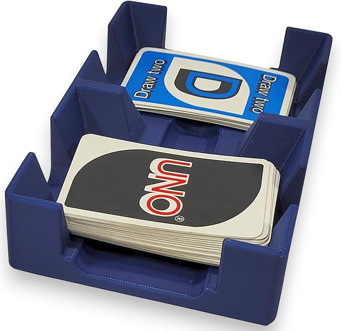 Deluxe Playing Card Tray or Caddy for Card Games Like Canasta, Rummy, UNO and More - Cardian Brand cardholder/Caddy with Felted Bottom - Non-Swivel - Made in USA (Blue)