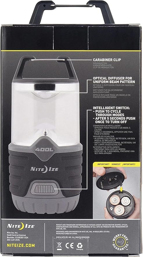 Nite Ize Radiant 400 Lantern, Radiant 400 Lumen Lantern for Camping Or Emergency Preparedness, Black