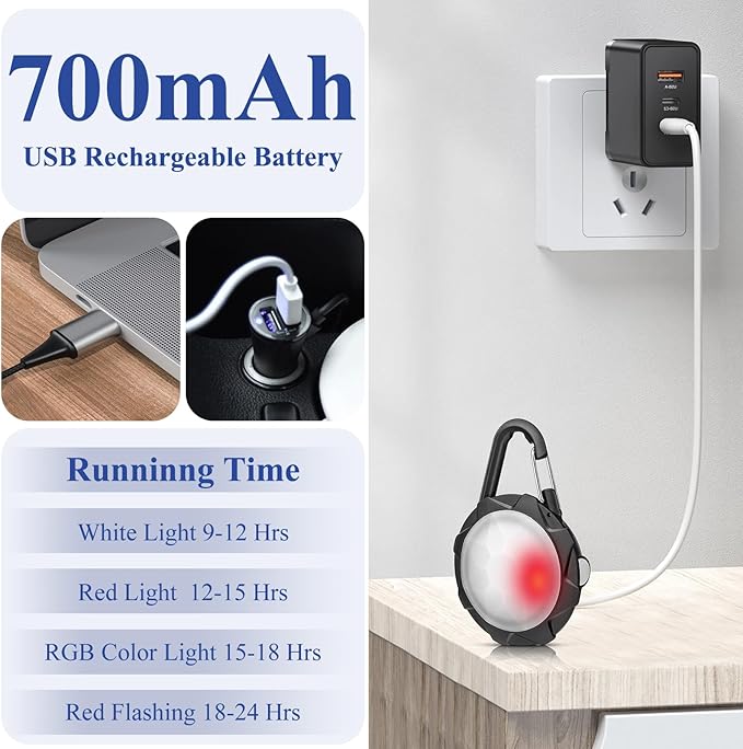 Dog Lights for Night Walking, 2 Pack 4 Modes Dog Collar Light, IP68 Waterproof Pet LED, 700 mAh High Capacity USB Rechargeable Pet Safety Accessories for Night Cycling, Climbing, Camping
