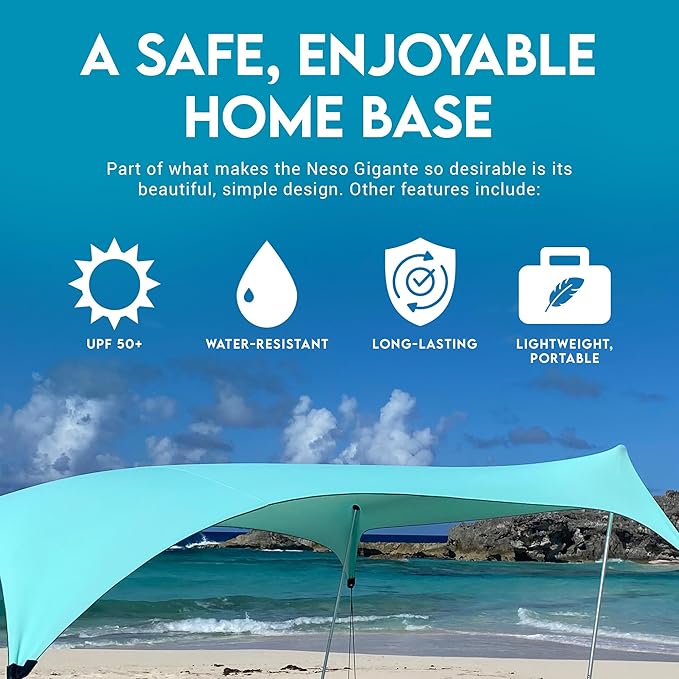 Neso Gigante - Portable Beach Tent - Ideal to Enjoy with Family and Friends - UPF 50+, Water-Resistant, and Lightweight - Seafoam, 11' x 11'