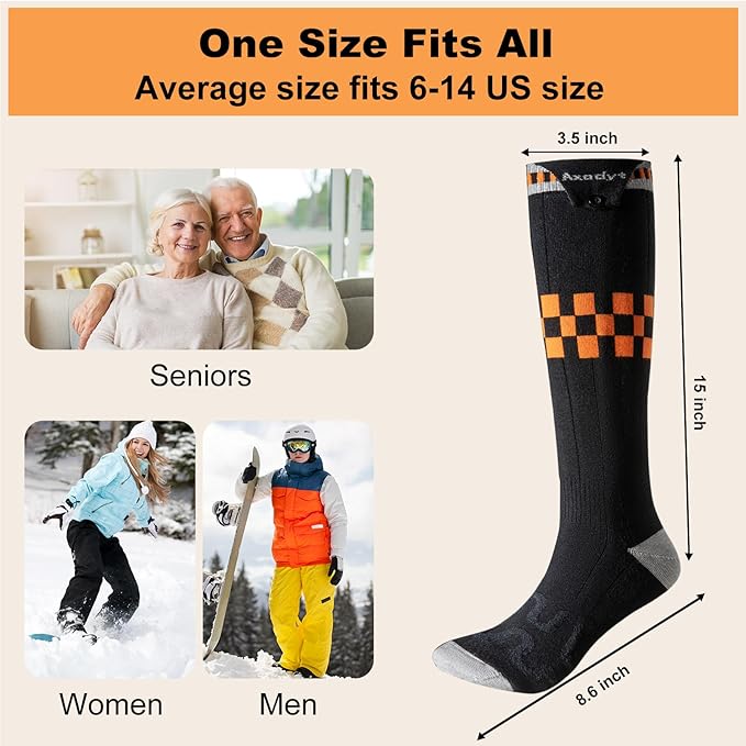 Heated Socks with App Control for Men Women, 5V 8500mAh Battery Rechargeable, Electric Socks with 4 Heating Levels for Winter Warm, Skiing, Hunting, Camping, Hiking, Cycling, Outdoor