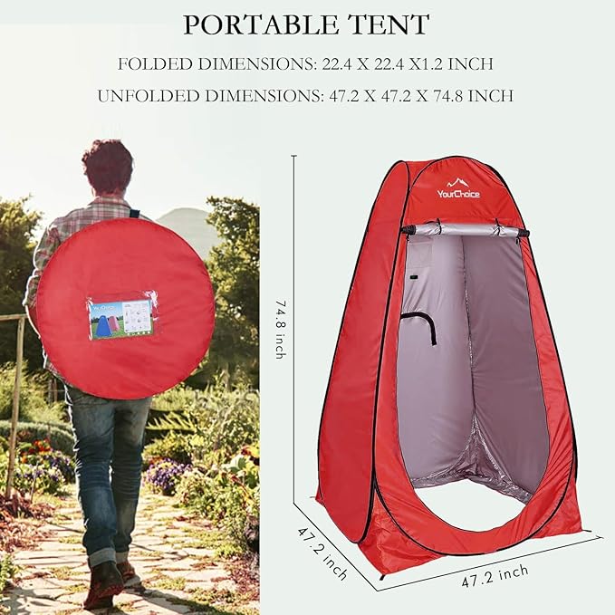 Your Choice Pop Up Privacy Shower Tent - Portable Changing Tent for Camping, Beach & Hiking - 6.2FT Lightweight with Carry Bag, Quick Setup & Full Coverage