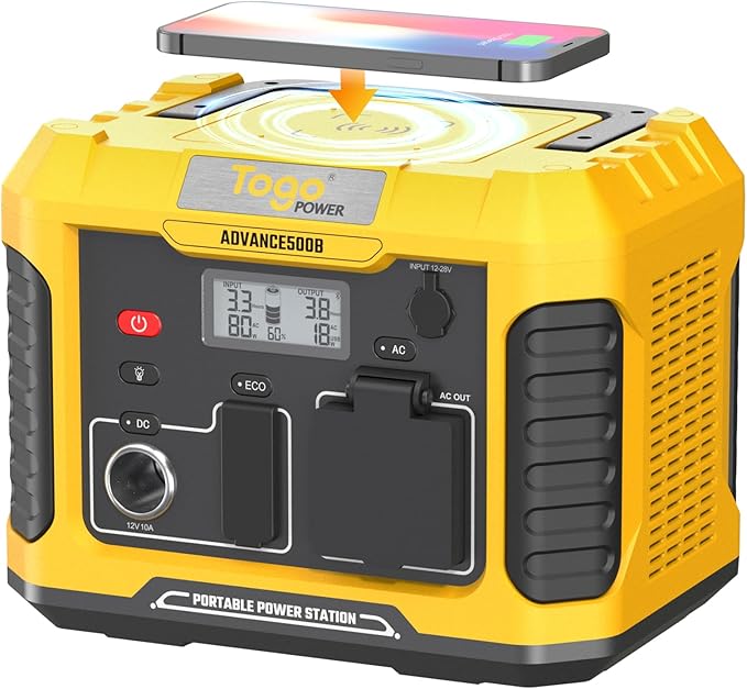 Togo POWER Portable Power Station-500W Solar Generator with 120V/Peak 1000W AC Outlet 288Wh Lithium Battery,7-Port Charging Backup for Off-Grid Road Trip CPAP Home Emergency Power Outage