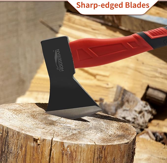 Camping Axe - 14" Wood Axe for Splitting Firewood, Non-Slip Handle, Ideal for Camping and Woodworking