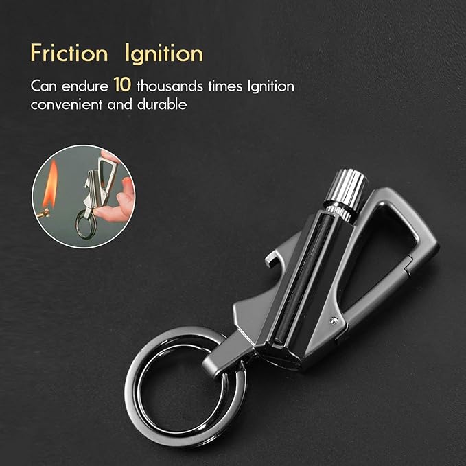 YUSUD Permanent Match, Flint Fire Starter Never Ending Match Keychain Lighter with Bottle Opener, Forever Waterproof Matches Strike Anywhere, Survival Cool Lighters for Camping (Fuel Not Included)